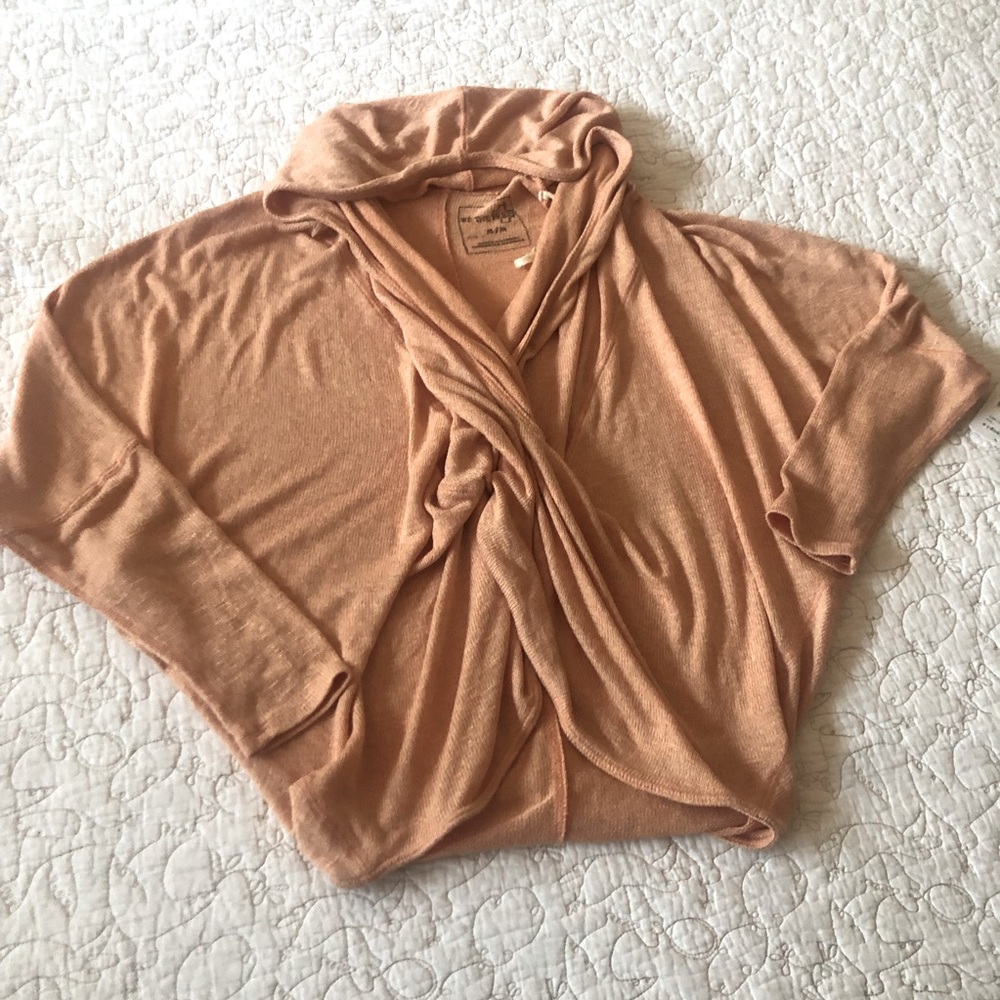 We The Free Rose/Ivory Combo Surplice  Wrap Shrug Poncho hoodie Size M NWT
